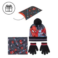 Cerda SPIDERMAN - Set Bonnet Pompon + Gants + Tour De Cou - 3Pc Enfant