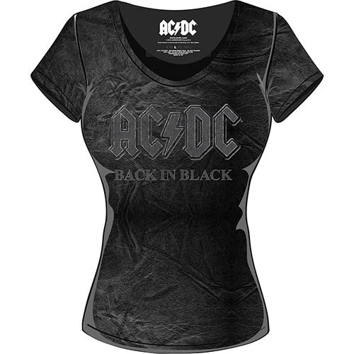 AC/DC - T-Shirt Ladies Acid Wash - Back In Black (XL) 2 AC/DC - T-Shirt Ladies Acid Wash - Back In Black (XL) – Image 2