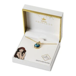 LA PETITE SIRENE - Sirène - Collier En Laiton Plaqué Or + Pierre Bleue