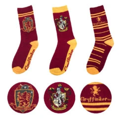 Cinereplicas HARRY POTTER - Lot 3 Paires - Chaussettes - Gryffondor - Taille 35-45