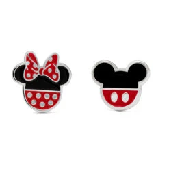 MINNIE + MICKEY - 1 Paire De Clous D'Oreilles - Laiton Argent Plaqué -Homme & Co Soldes Boutique FIGEF00258SL 3