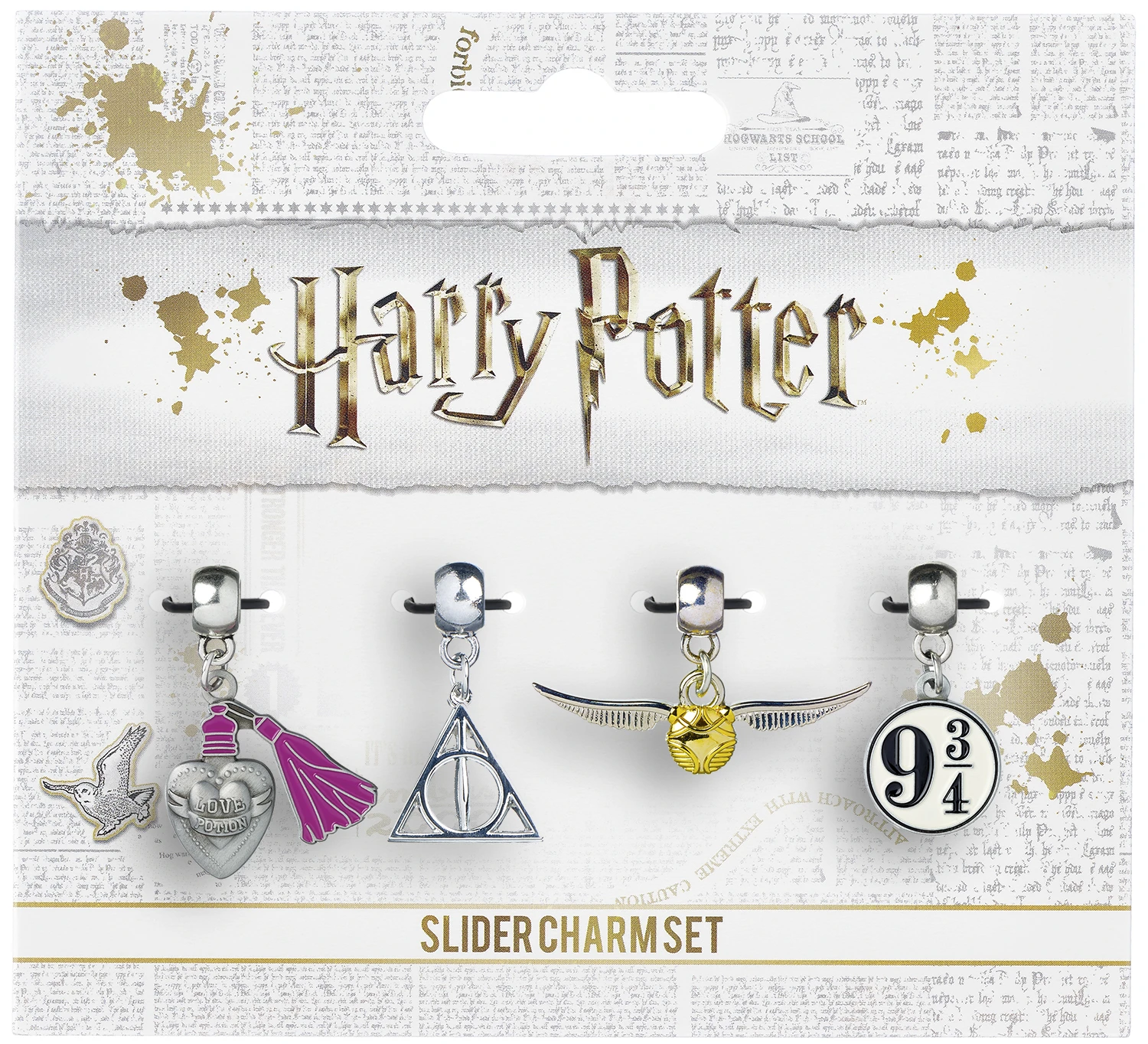 HARRY POTTER - Set De 4 Charmes Slider Pour Collier & Bracelet 1 HARRY POTTER - Set De 4 Charmes Slider Pour Collier & Bracelet