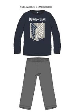 ATTACK ON TITAN - Pyjama Hiver Long Blue/Grey (S)
