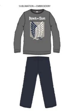 ATTACK ON TITAN - Pyjama Hiver Long Grey/Blue (S)