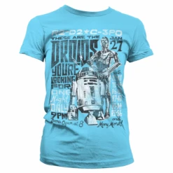STAR WARS 7 - T-Shirt Droids Night - Sky Blue - GIRL (XL)