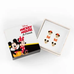 MINNIE & MICKEY - 3 Paires De Clous D'Oreilles - Laiton Plaqué