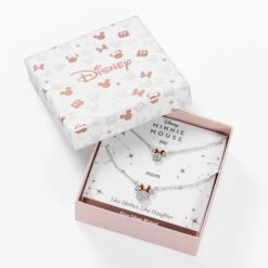 MINNIE - Set Maman & Fille - 2 Colliers Shiny En Laiton Plaqué Argent