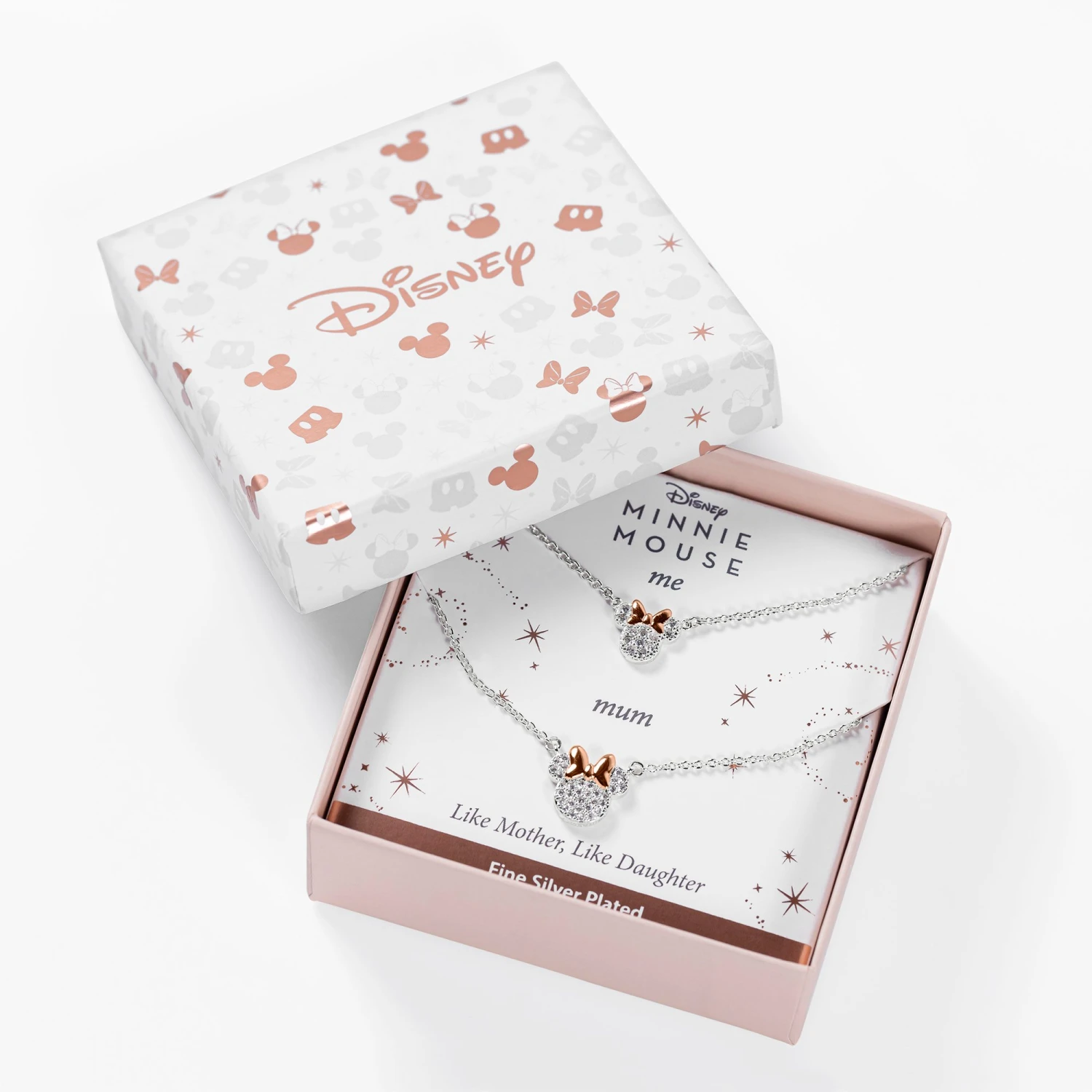 MINNIE - Set Maman & Fille - 2 Colliers Shiny En Laiton Plaqué Argent 1 MINNIE - Set Maman & Fille - 2 Colliers Shiny En Laiton Plaqué Argent