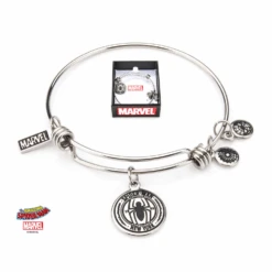 MARVEL - Women's Stainless Steel Spider-Man Expandable Charm Bracelet