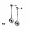 STAR WARS - Stainless Steel 3D Death Star Stud Dangle Earrings