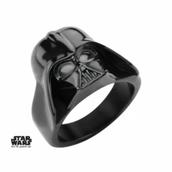 STAR WARS - Men's Stainless Steel Black 3D Darth Vader Ring - Size 10
