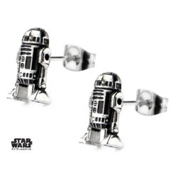 STAR WARS - Stainless Steel R2D2 3D Cast Stud Earrings -Homme & Co Soldes Boutique FIGSWR23DER01 3