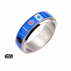 STAR WARS - Men's Stainless Steel R2D2 Spinner Ring - Size 10