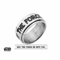 STAR WARS - Men's Stainless Steel MAY THE FORCE Spinner Ring - Size 11